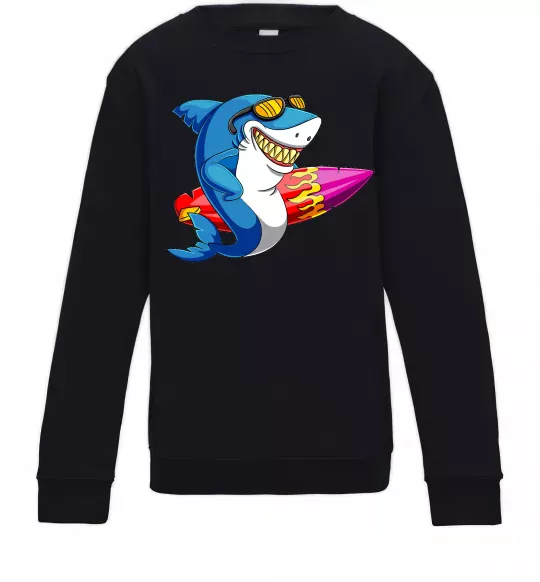Детский Свитшот Акула з серфом Черный фото