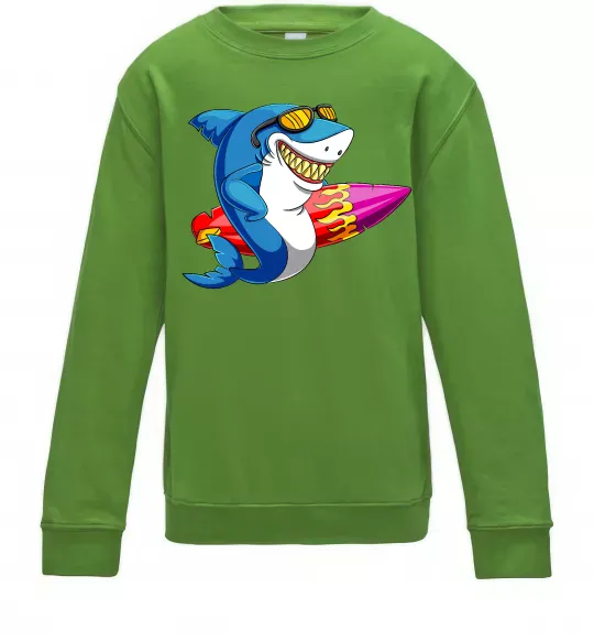 Детский Свитшот Акула з серфом Лаймовый фото