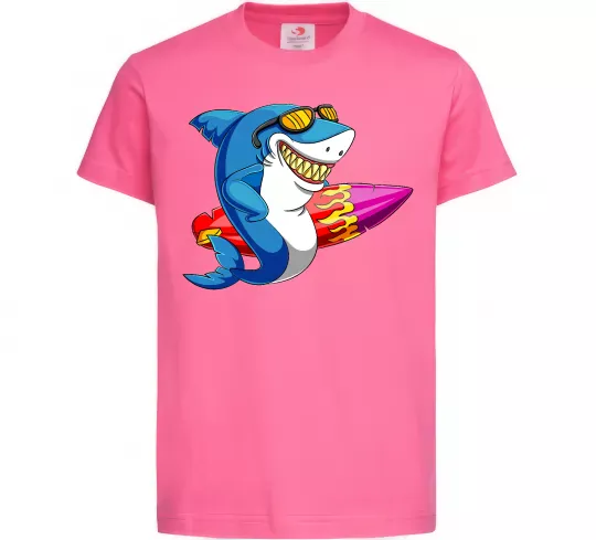 Детская футболка Акула з серфом Ярко-розовый фото