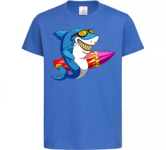 Детская футболка Акула з серфом Ярко-синий фото