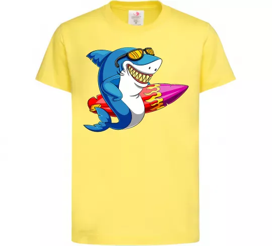 Детская футболка Акула з серфом Лимонный фото