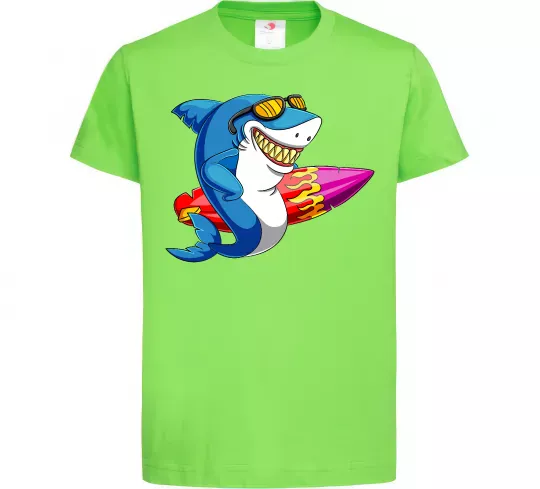 Детская футболка Акула з серфом Лаймовый фото