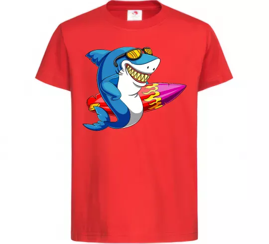 Детская футболка Акула з серфом Красный фото