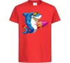 Детская футболка Акула з серфом Красный фото