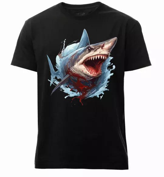 Мужская премиум футболка Зла акула в крові Черный фото