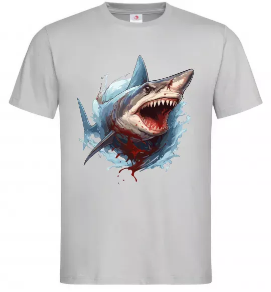 Мужская футболка Зла акула в крові Серый фото