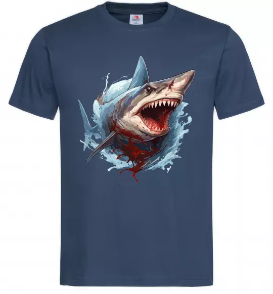 Мужская футболка Зла акула в крові Темно-синий фото
