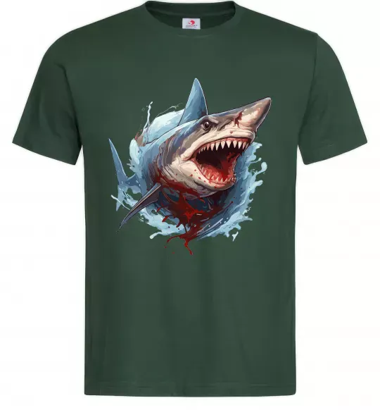 Мужская футболка Зла акула в крові Темно-зеленый фото