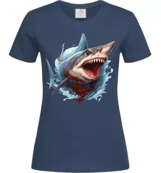 Женская футболка Зла акула в крові Темно-синий фото