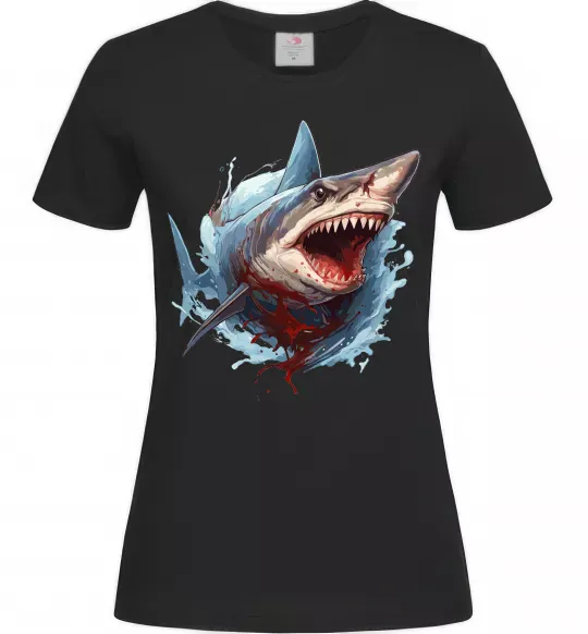 Женская футболка Зла акула в крові Черный фото