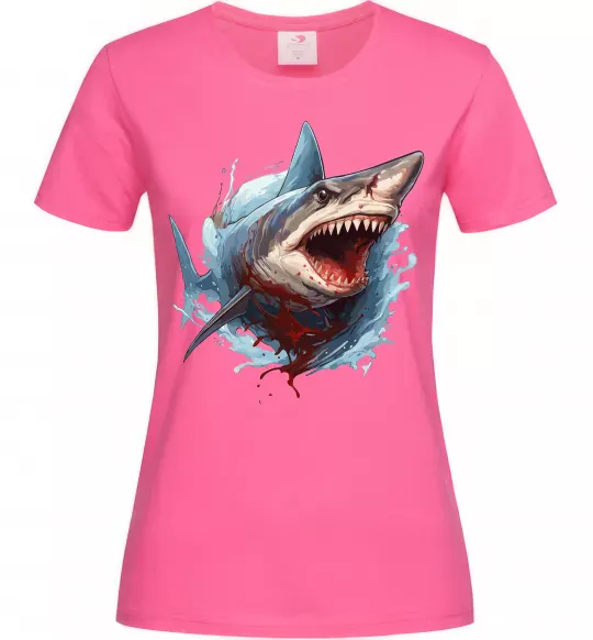 Женская футболка Зла акула в крові Ярко-розовый фото