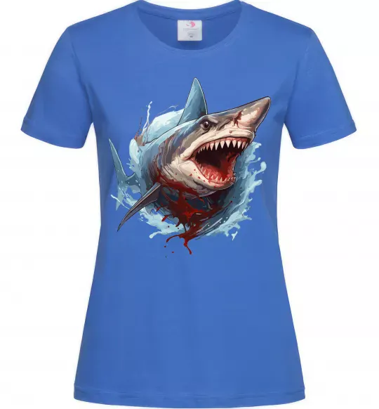 Женская футболка Зла акула в крові Ярко-синий фото