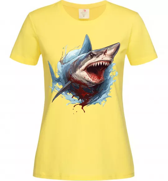 Женская футболка Зла акула в крові Лимонный фото