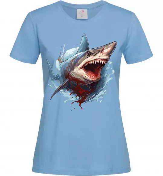 Женская футболка Зла акула в крові Голубой фото