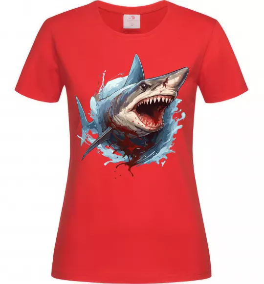 Женская футболка Зла акула в крові Красный фото
