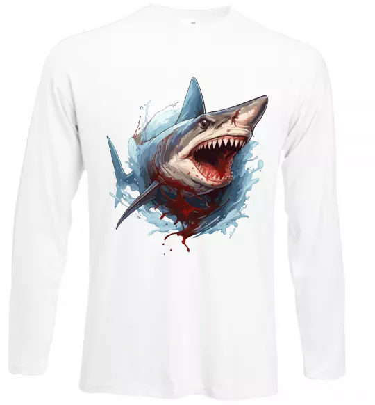 Лонгслив Зла акула в крові Белый фото