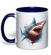 Чашка с цветной ручкой Зла акула в крові Глубокий темно-синий фото