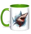 Чашка с цветной ручкой Зла акула в крові Зеленый фото