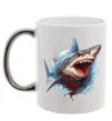 Чашка с цветной ручкой Зла акула в крові Серебро фото