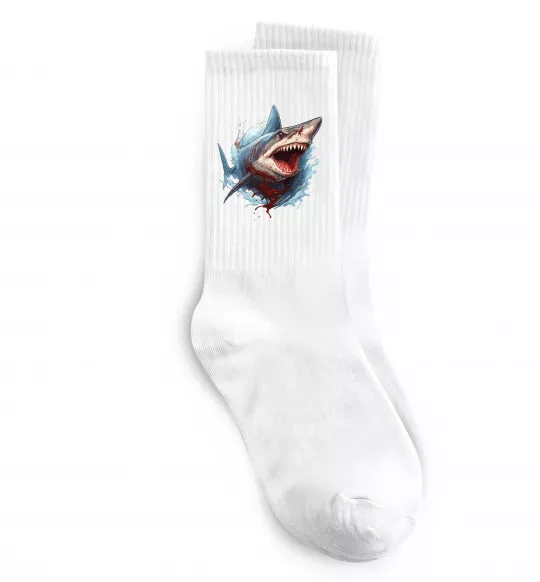 Носки Зла акула в крові Белый фото