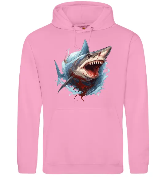 Мужская толстовка (худи) Зла акула в крові Розовый фото