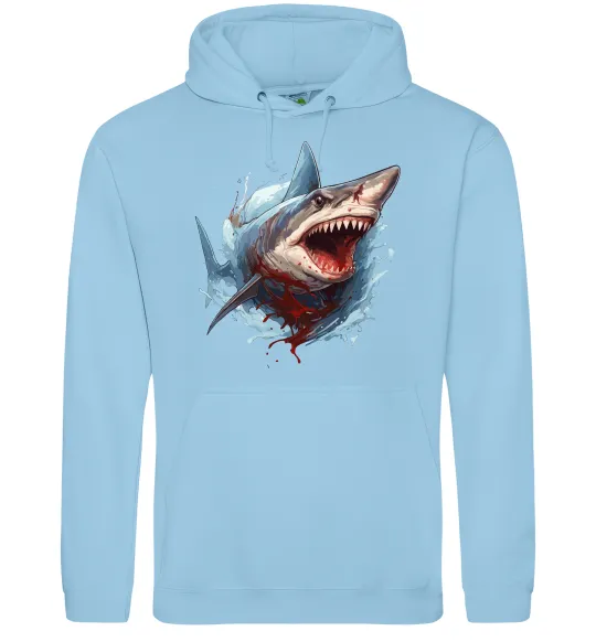 Мужская толстовка (худи) Зла акула в крові Голубой фото