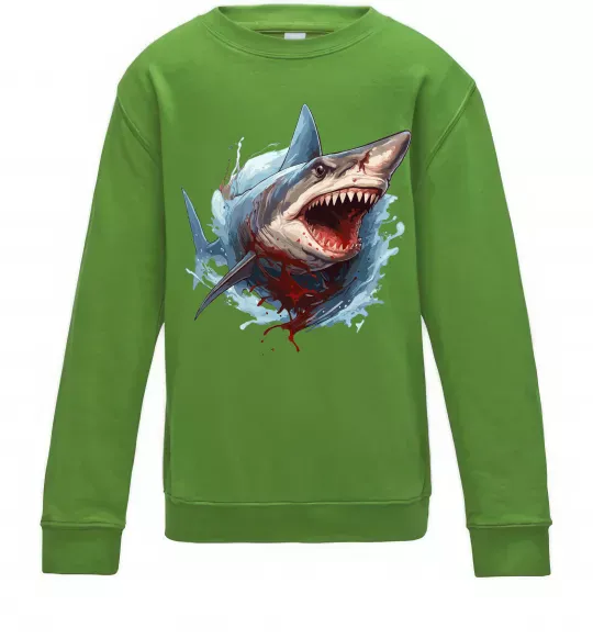 Детский Свитшот Зла акула в крові Лаймовый фото