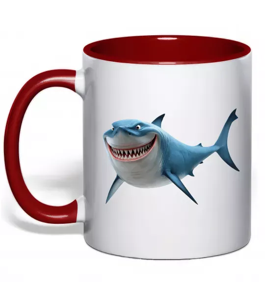 Чашка с цветной ручкой Акула з мультика Красный фото