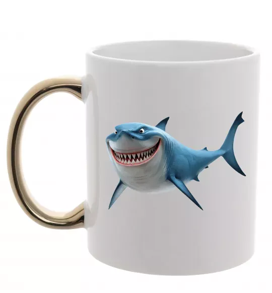 Чашка с цветной ручкой Акула з мультика Золото фото
