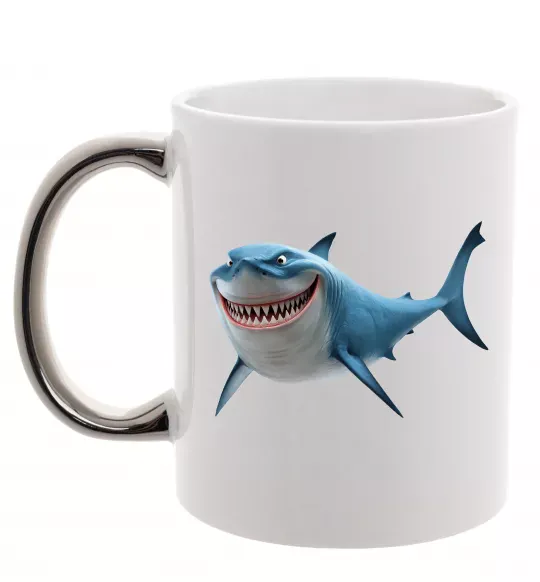 Чашка с цветной ручкой Акула з мультика Серебро фото