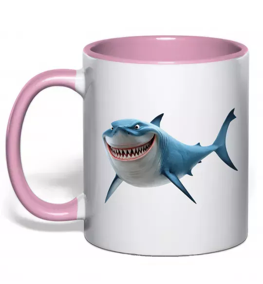 Чашка с цветной ручкой Акула з мультика Нежно розовый фото