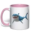 Чашка с цветной ручкой Акула з мультика Нежно розовый фото