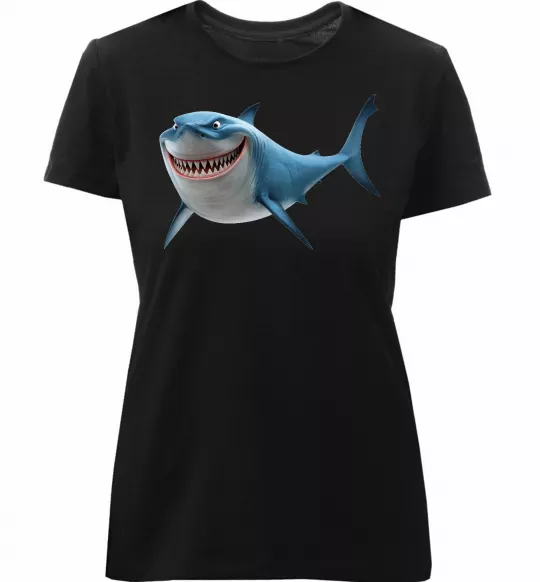 Жіноча преміум футболка Акула з мультика Чорний фото