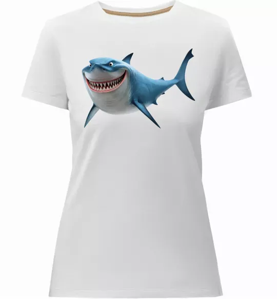 Жіноча преміум футболка Акула з мультика Білий фото