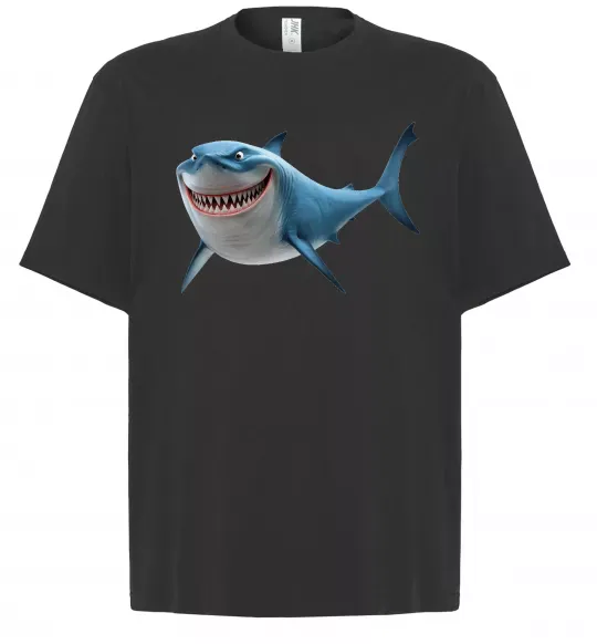 Футболка Оверсайз Акула з мультика Черный фото