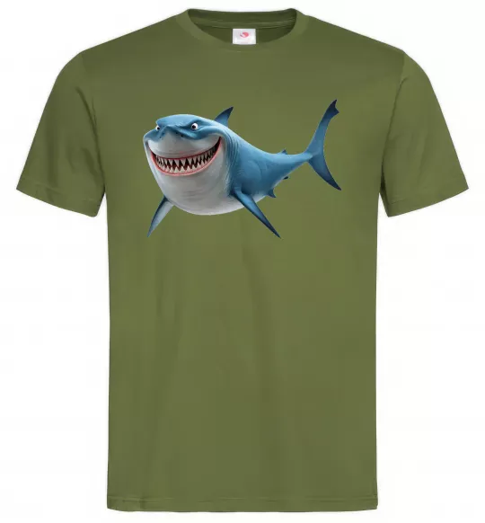 Чоловіча футболка Акула з мультика Оливковий фото
