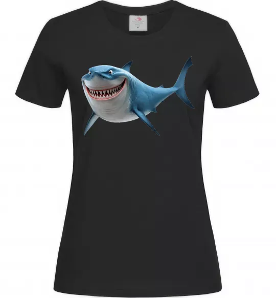 Женская футболка Акула з мультика Черный фото