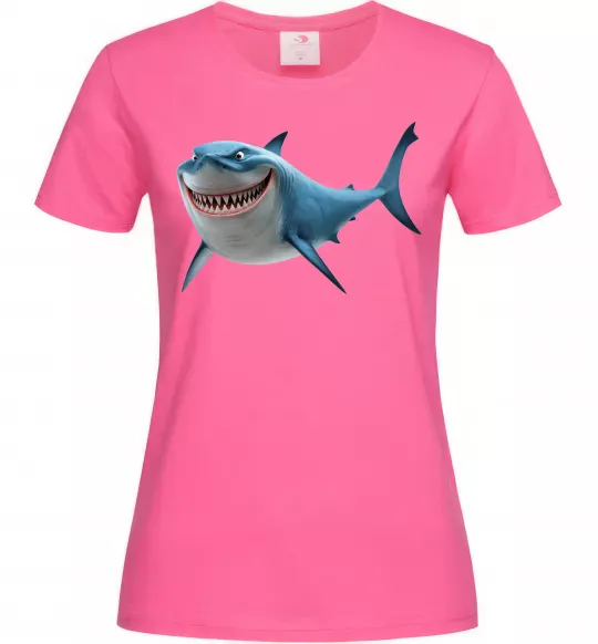Женская футболка Акула з мультика Ярко-розовый фото
