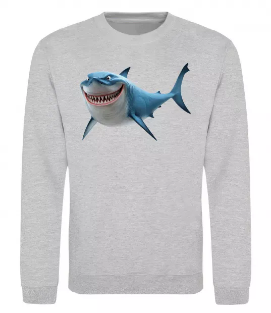 Свитшот Акула з мультика Серый меланж фото