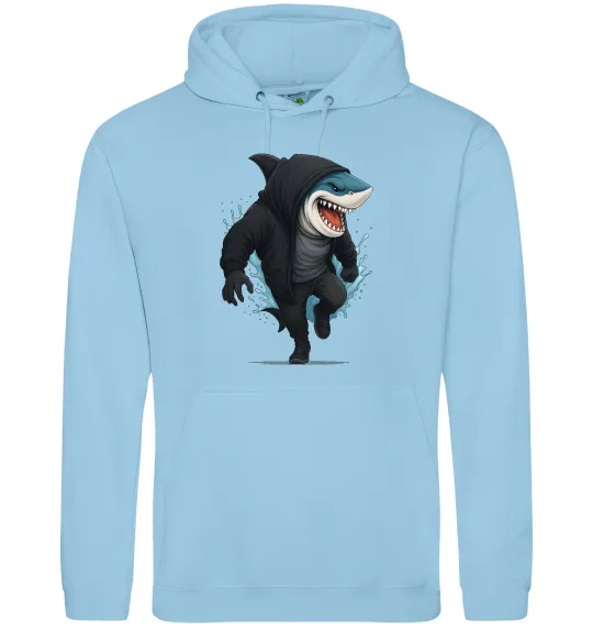 Мужская толстовка (худи) Акула в капюшоні Голубой фото