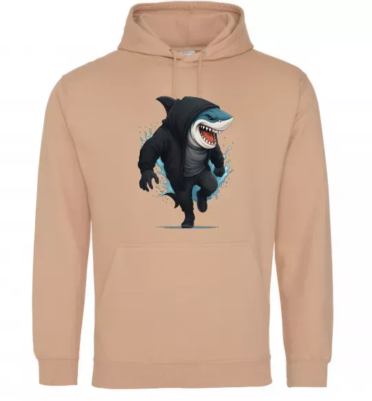 Женская толстовка (худи) Акула в капюшоні Песочный фото
