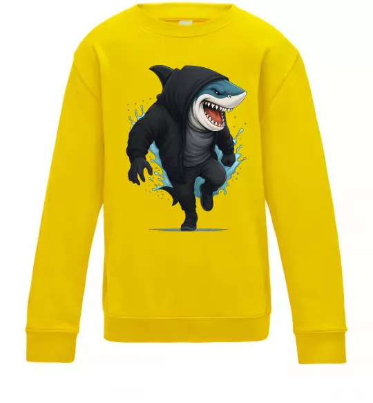 Детский Свитшот Акула в капюшоні Солнечно желтый фото