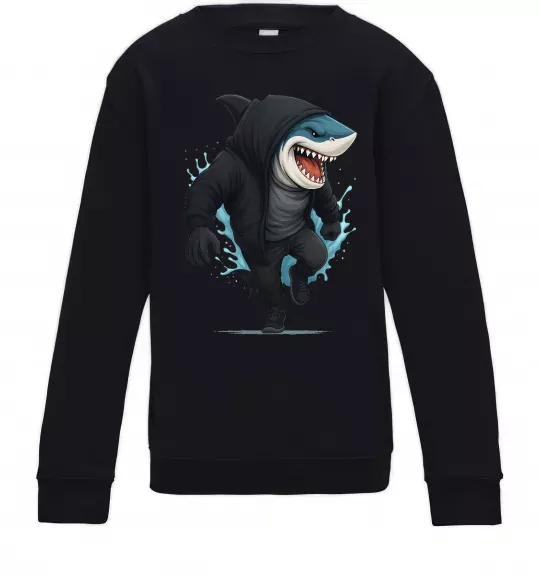 Детский Свитшот Акула в капюшоні Черный фото