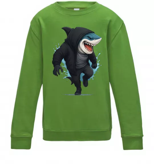 Детский Свитшот Акула в капюшоні Лаймовый фото