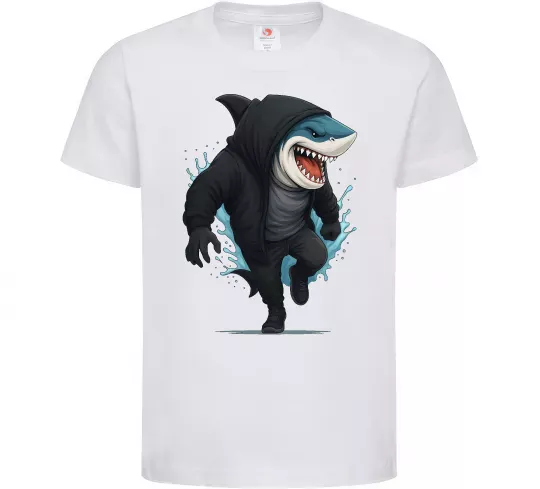 Детская футболка Акула в капюшоні Белый фото