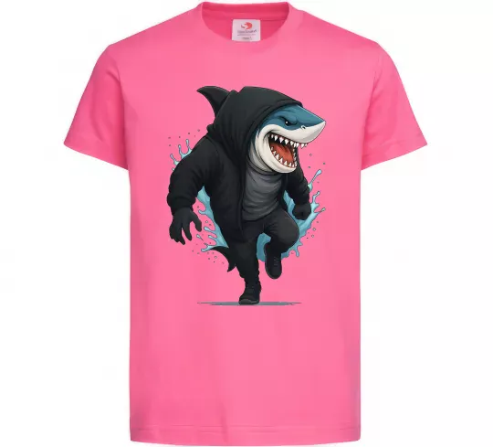 Детская футболка Акула в капюшоні Ярко-розовый фото