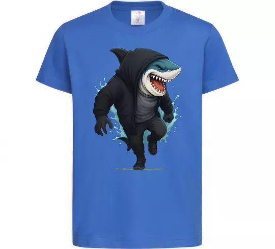 Детская футболка Акула в капюшоні Ярко-синий фото