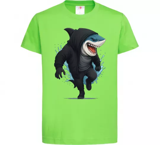 Детская футболка Акула в капюшоні Лаймовый фото