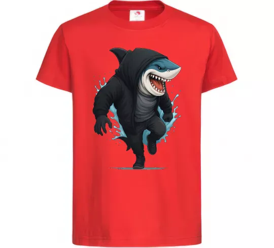 Детская футболка Акула в капюшоні Красный фото
