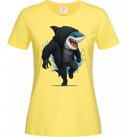 Женская футболка Акула в капюшоні Лимонный фото
